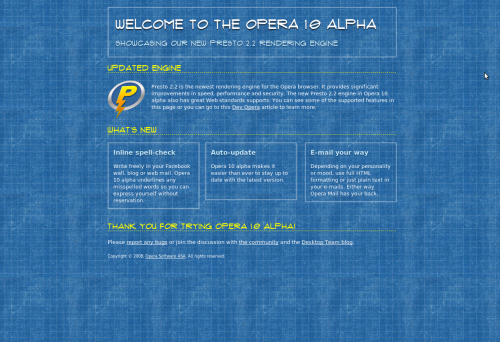Opera 10 Alpha in action
